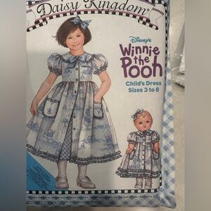 Disney Daisy Kingdom Dress Pattern - Blue and White-Winnie the Pooh